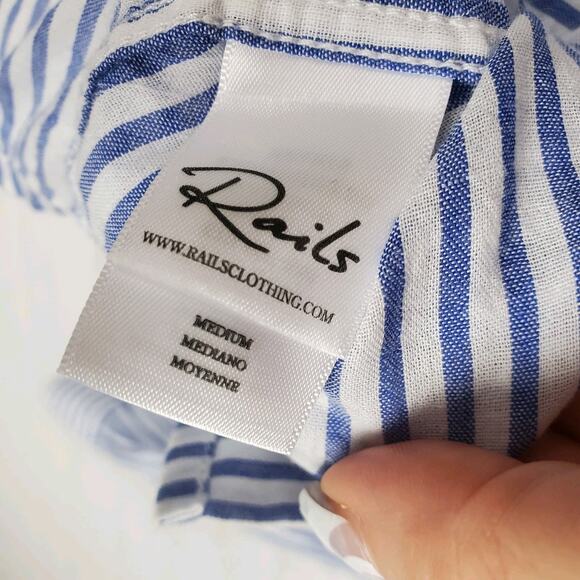 Rails Taylor Embroidered Hearts Striped Button Front Shirt Blouse Size M Top - Picture 10 of 15